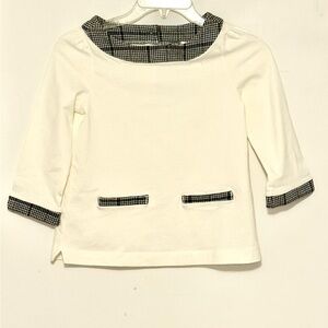 Janie and Jack White Plaid Trim Top